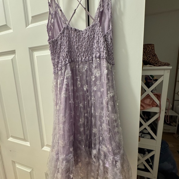 Free People Adella Sequin Lace Slip Purple Dress Size M EUC - Picture 3 of 6